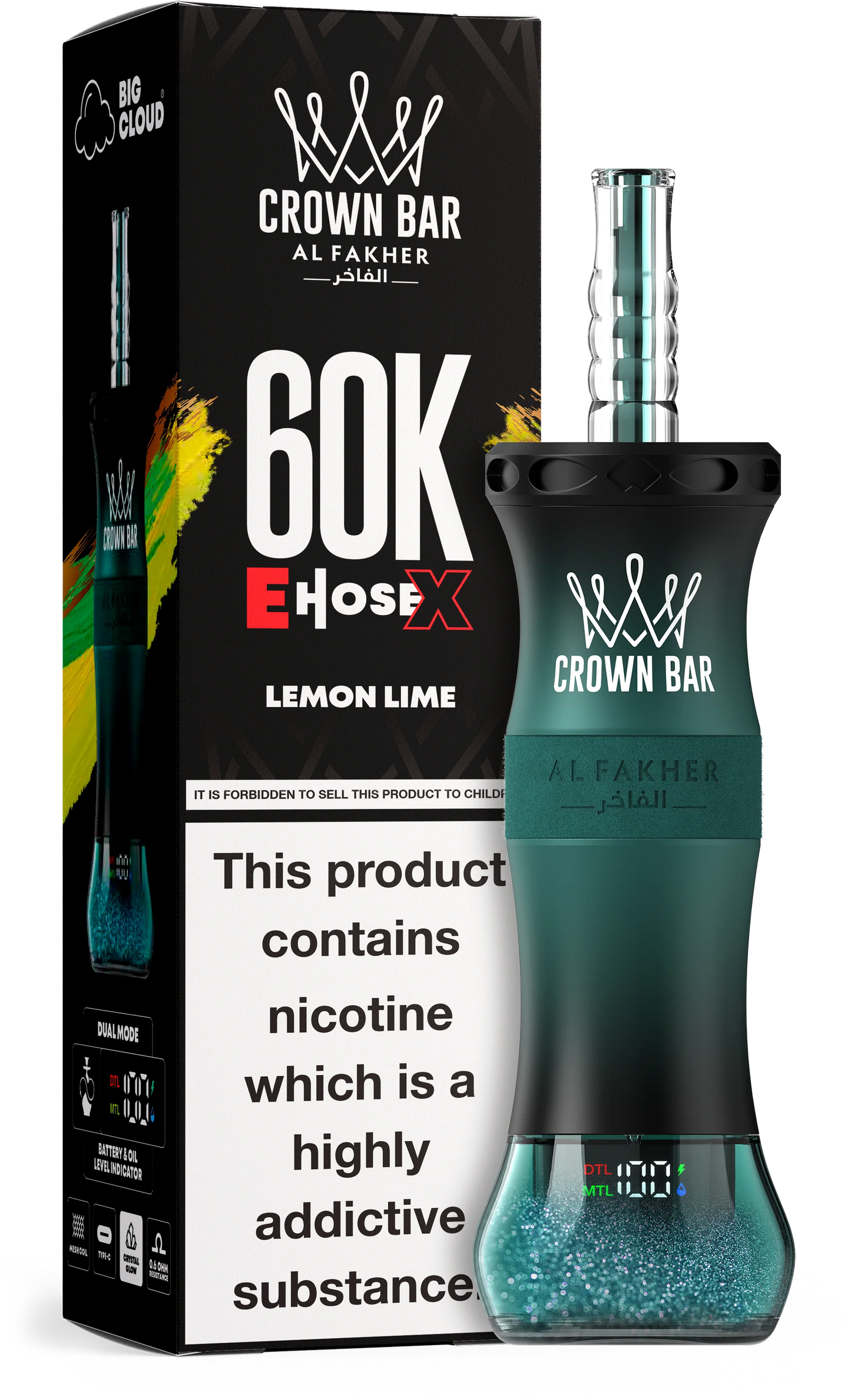 Kit jetable AL Fakher Crown Bar 60K 60000 Puffs E-Hose X