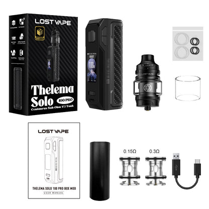 Kit Lost Vape Thelema Solo 100 Pro avec atomiseur Centaurus Sub Ohm V2 5ml