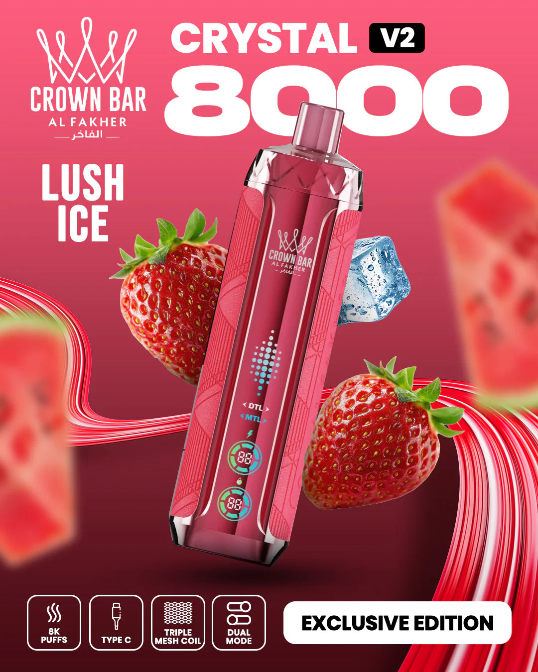Kit jetable AL Fakher Crown Bar 8000 Crystal V2
