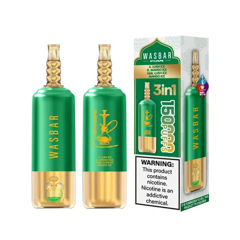 Kit jetable Wasbar 150K Puffs 3-in-1 DTL Shisha Hookah