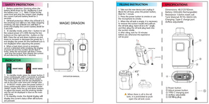 Kit jetable rechargeable Magic Dragon 20000 Puffs Refillable 10 pièces/paquet