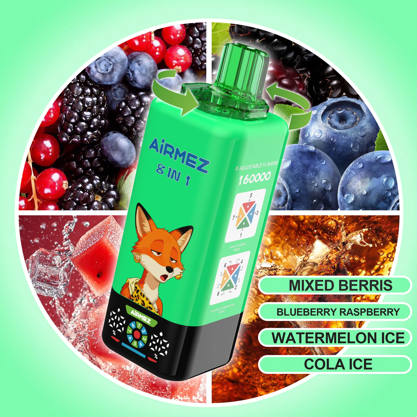 Kit jetable AIRMEZ FOX 8 IN 1 160K 160000 Puffs
