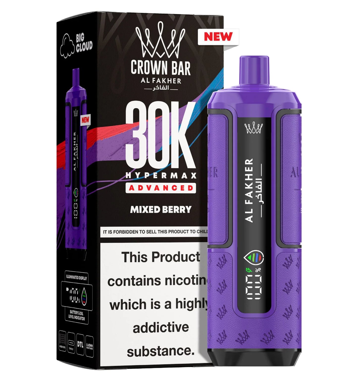 Kit jetable prérempli AL Fakher Crown Bar 30K Hypermax