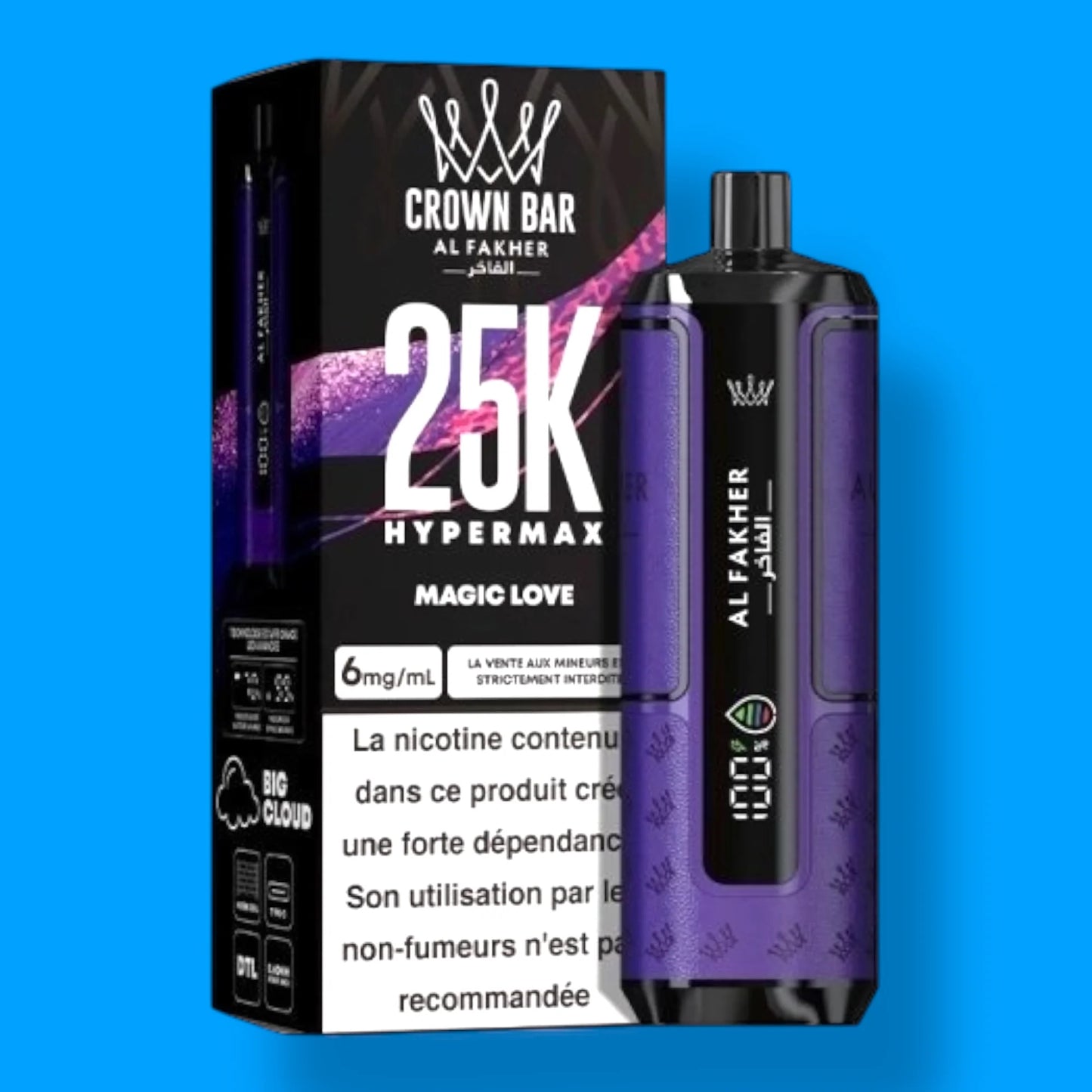 Kit jetable AL Fakher Crown Bar 25K Hypermax (25000 Puffs)