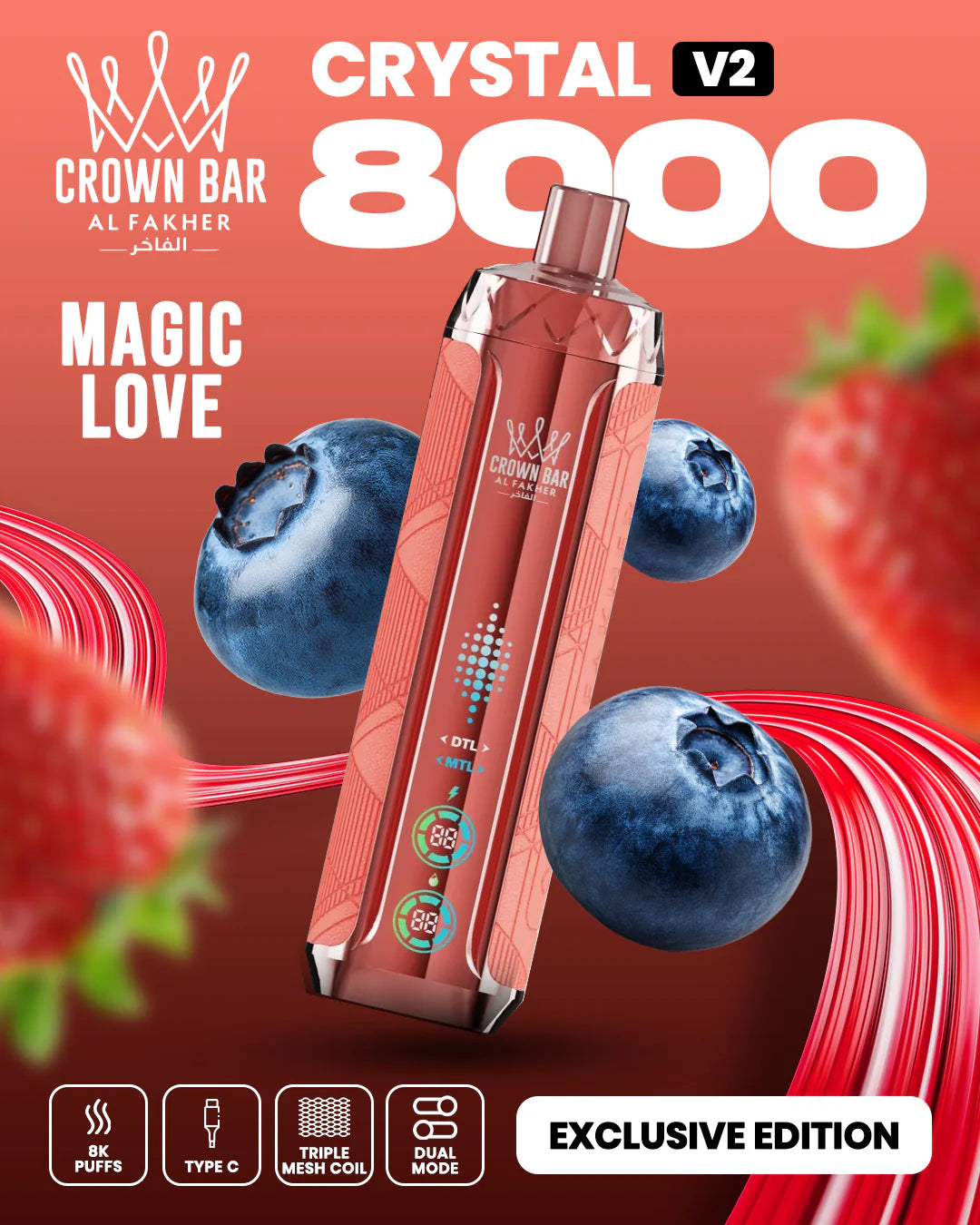 Kit jetable AL Fakher Crown Bar 8000 Crystal V2