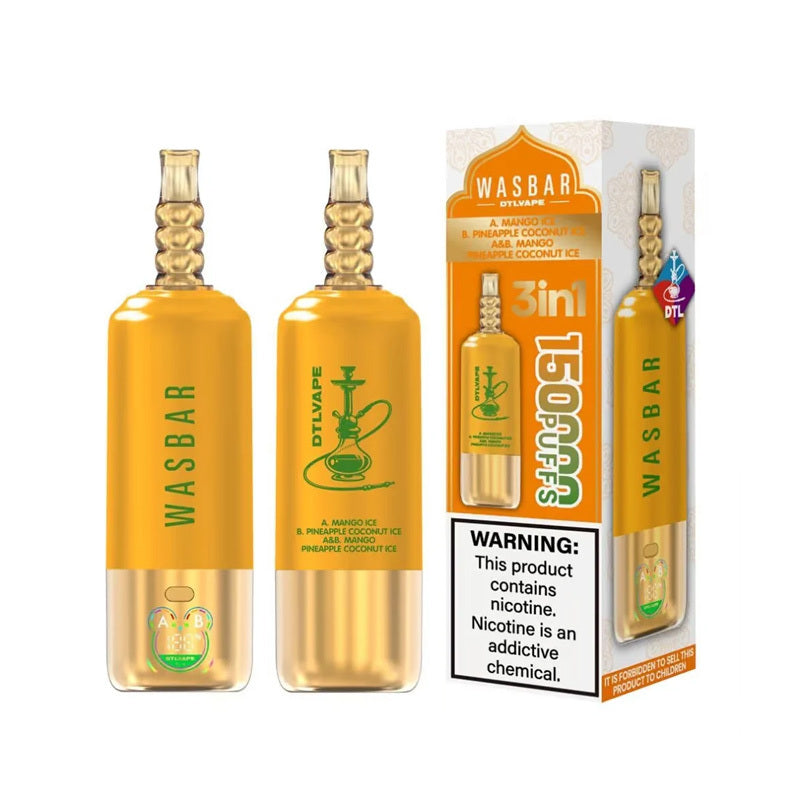 Kit jetable Wasbar 150K Puffs 3-in-1 DTL Shisha Hookah