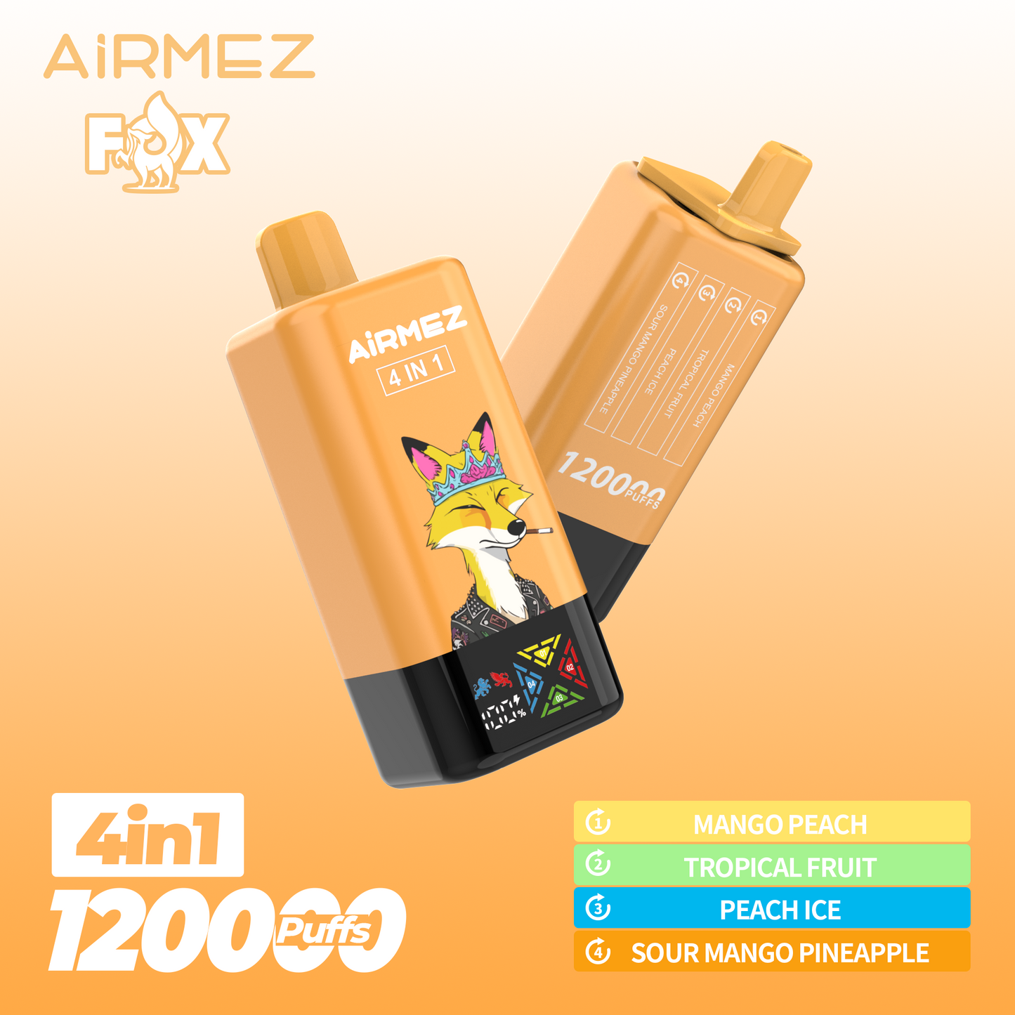 Kit jetable AiRMEZ Fox 4in1 120K 60ml (120 000 Puffs)