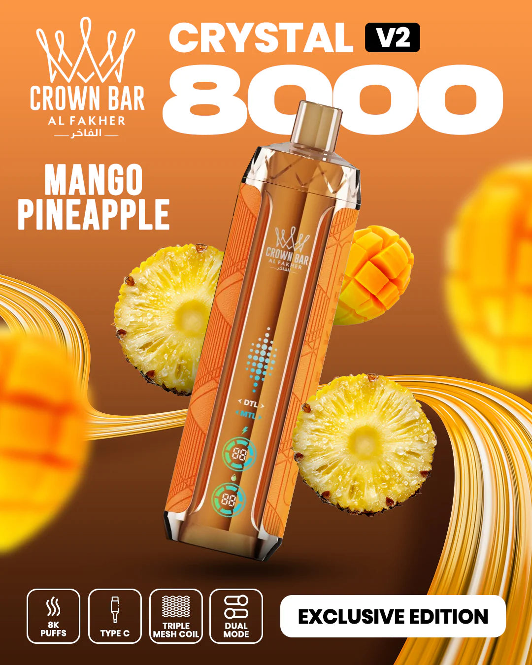 Kit jetable AL Fakher Crown Bar 8000 Crystal V2