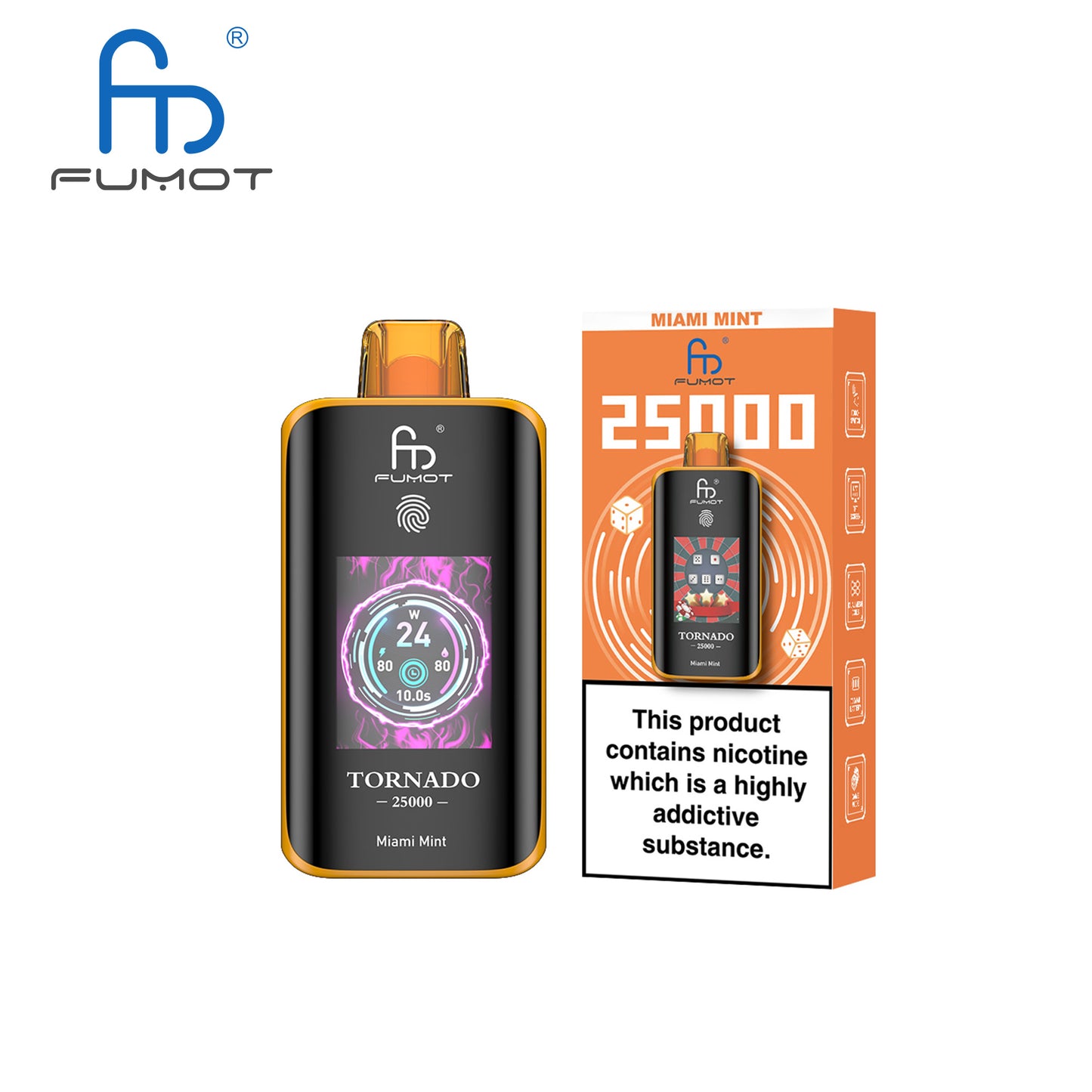 [Clearance Sale] Kit jetable rechargeable Fumot Randm Tornado 25000 25K Puffs (Touch Button)