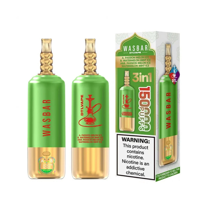 Kit jetable Wasbar 150K Puffs 3-in-1 DTL Shisha Hookah