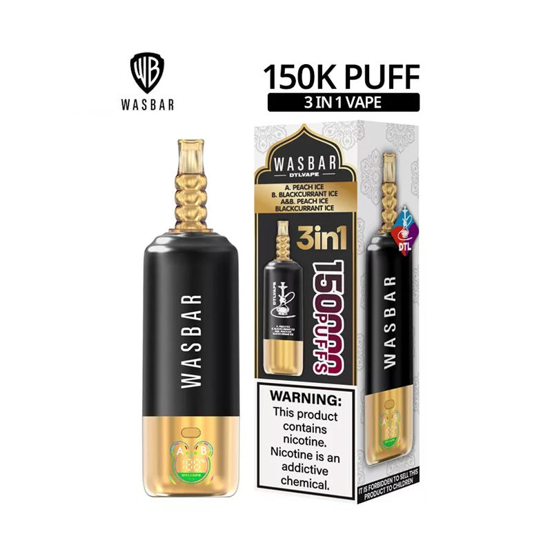 Kit jetable Wasbar 150K Puffs 3-in-1 DTL Shisha Hookah