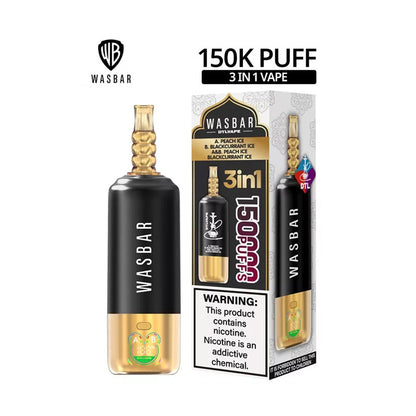Kit jetable Wasbar 150K Puffs 3-in-1 DTL Shisha Hookah