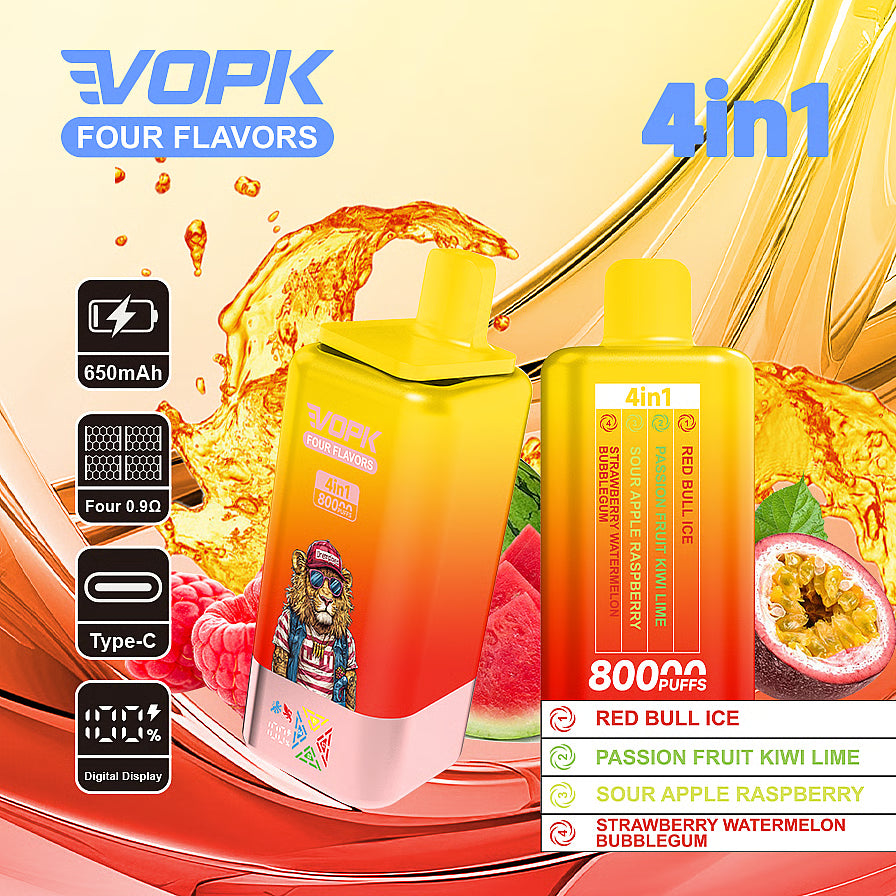 Kit jetable VOPK 80K Puffs 4IN1 650 mAh
