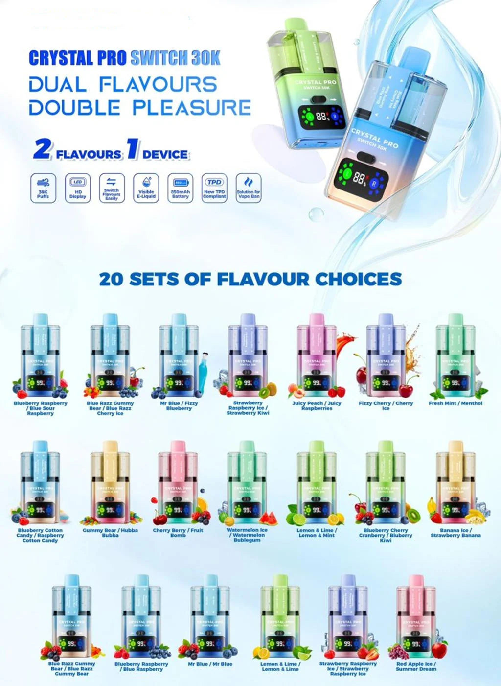 Kit jetable SUONON & C.P Pro Switch 30K 850 mAh 22ml (double saveur)