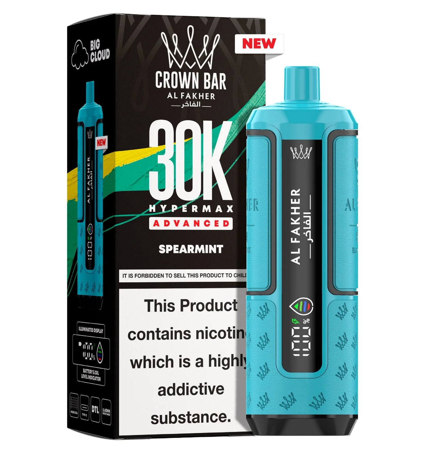 Kit jetable prérempli AL Fakher Crown Bar 30K Hypermax