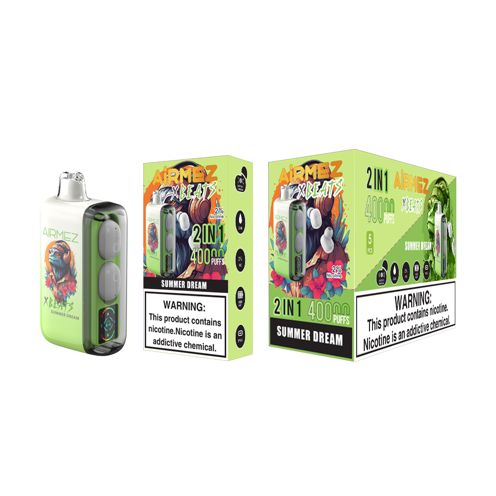Kit jetable AiRMEZ Xbeats 50000 50K Puffs avec écouteurs TWS