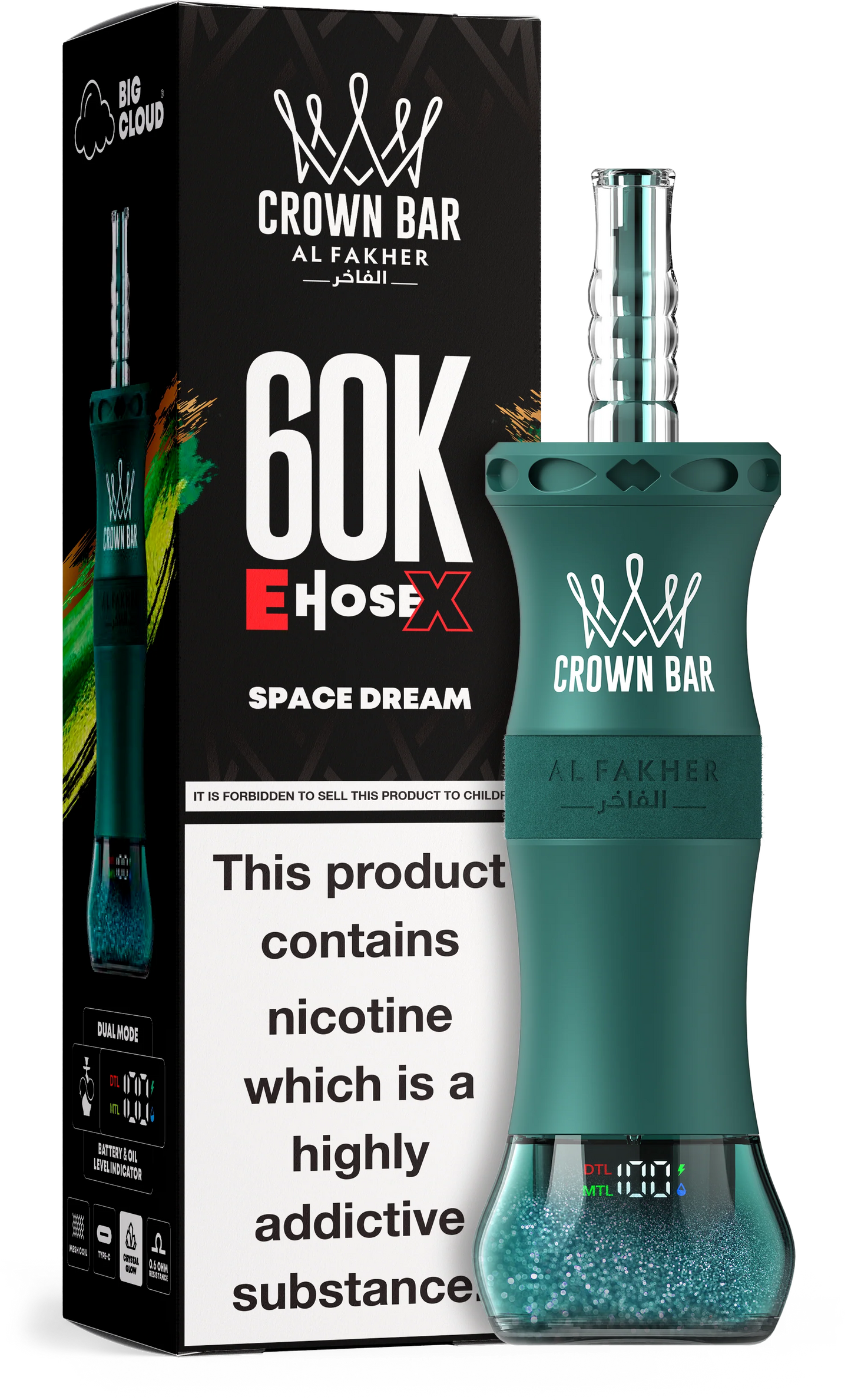 Kit jetable AL Fakher Crown Bar 60K 60000 Puffs E-Hose X