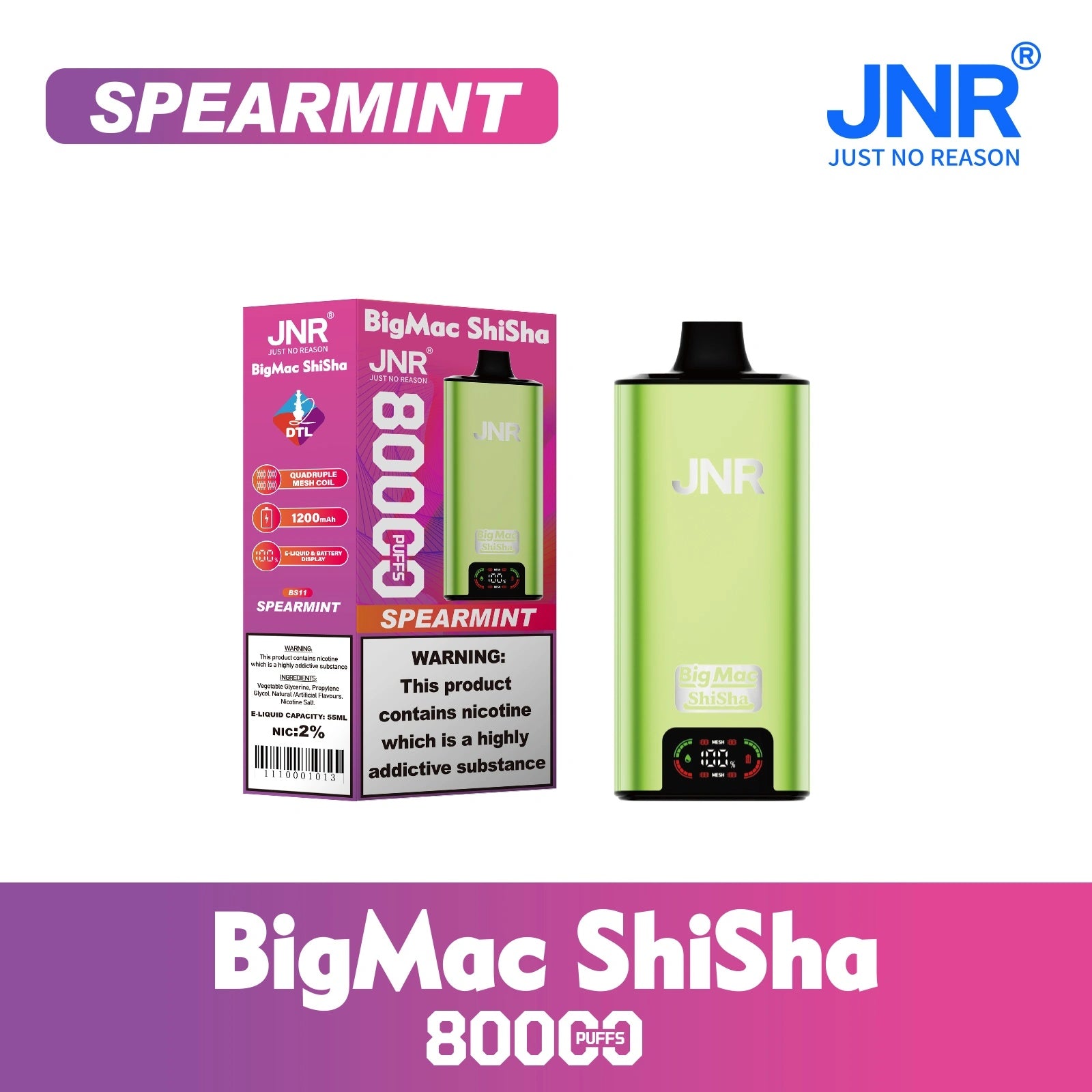 Kit jetable JNR BIG MAC Shisha 80K 80000 Puffs Pas Cher | fr.vapormo.com   frvapormo