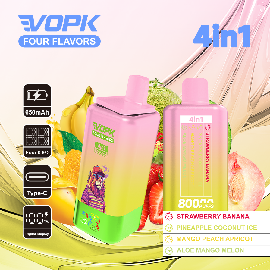 Kit jetable VOPK 80K Puffs 4IN1 650 mAh