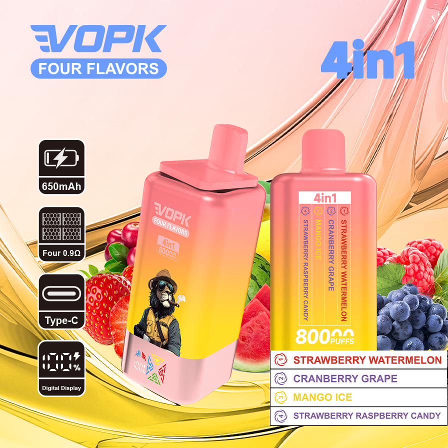 Kit jetable VOPK 80K Puffs 4IN1 650 mAh