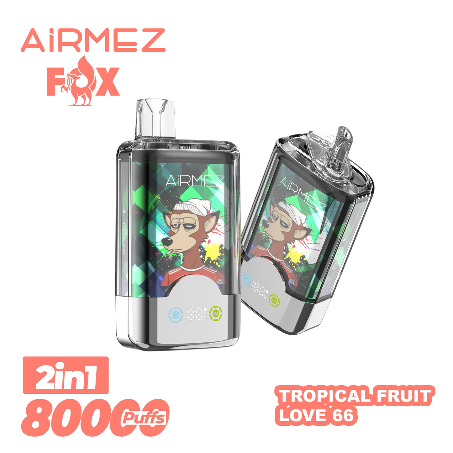 Kit jetable AiRMEZ Fox 80000 80K Puffs 30ml (Dual Flavor)
