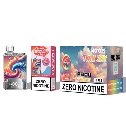 Woomi Twin 20000 Puffs Dual Tank Vape jetable à puissance réglable 5 pièces/paquet