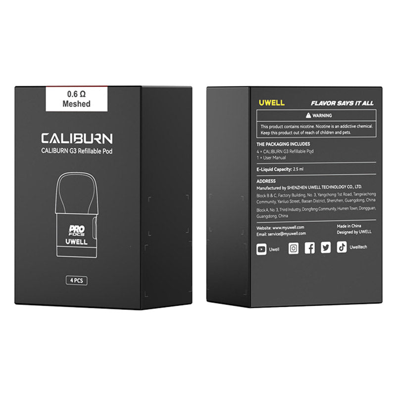 Cartouche de remplacement Uwell Caliburn G3 / Caliburn GK3 2,5 ml (4 pièces/paquet)
