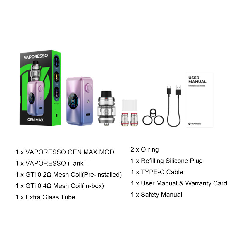 Kit Vaporesso GEN MAX 220W avec atomiseur iTank T 6 ml