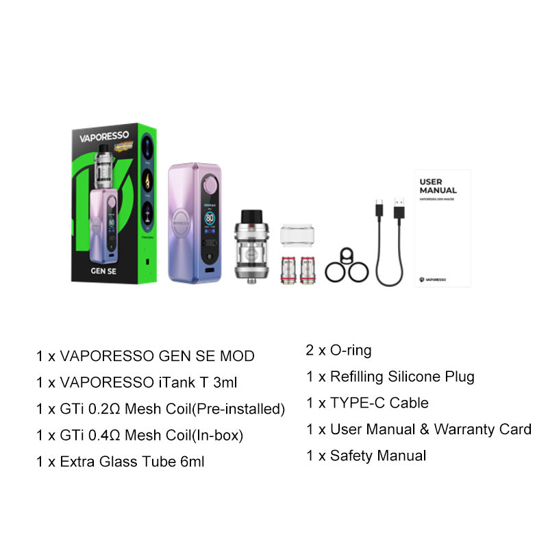 Kit Vaporesso GEN SE 80W avec atomiseur iTank T 3 ml