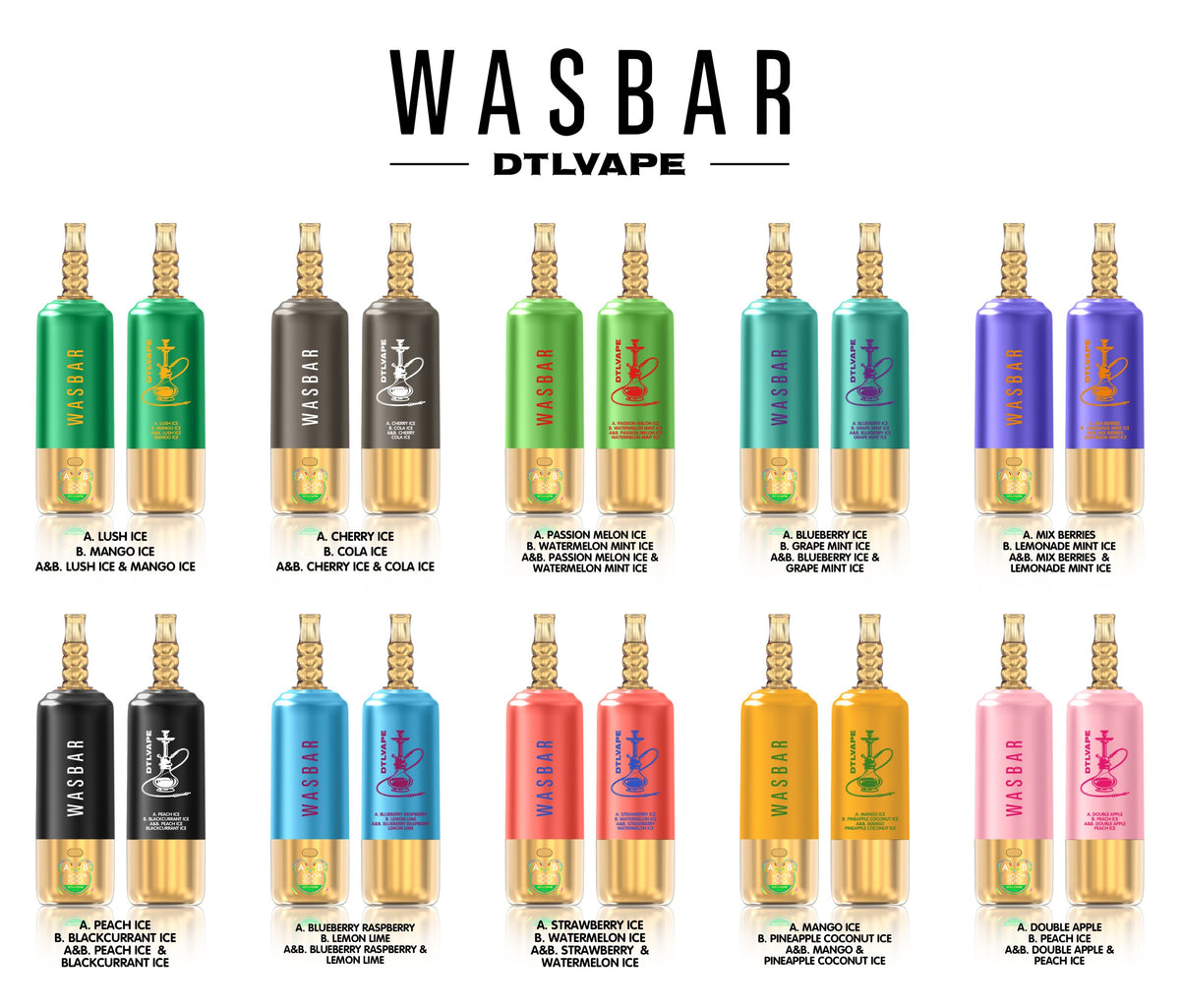 Kit jetable Wasbar 150K Puffs 3-in-1 DTL Shisha Hookah