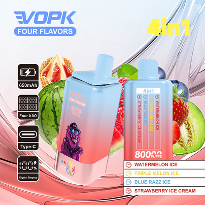 Kit jetable VOPK 80K Puffs 4IN1 650 mAh