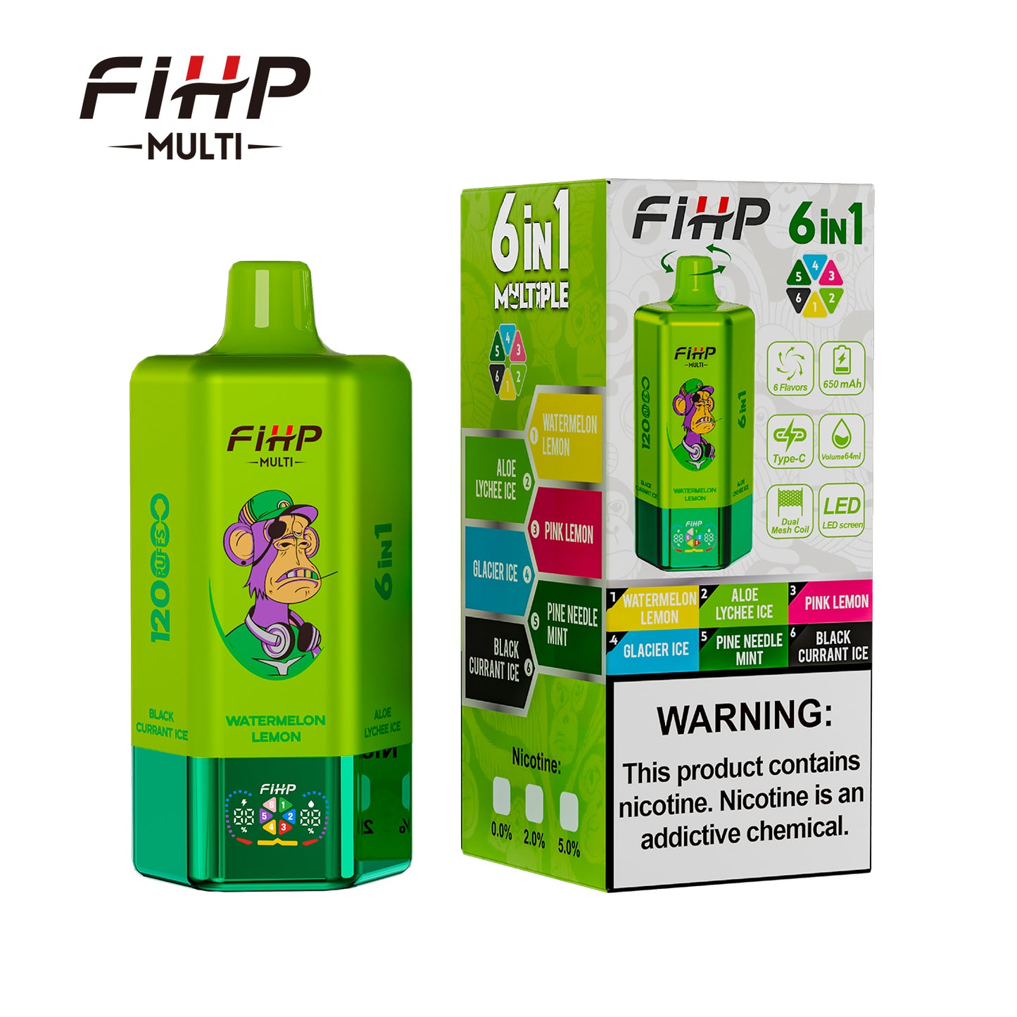 Kit jetable rechargeable FIHP Multi 120000 120K Puffs 6 in 1