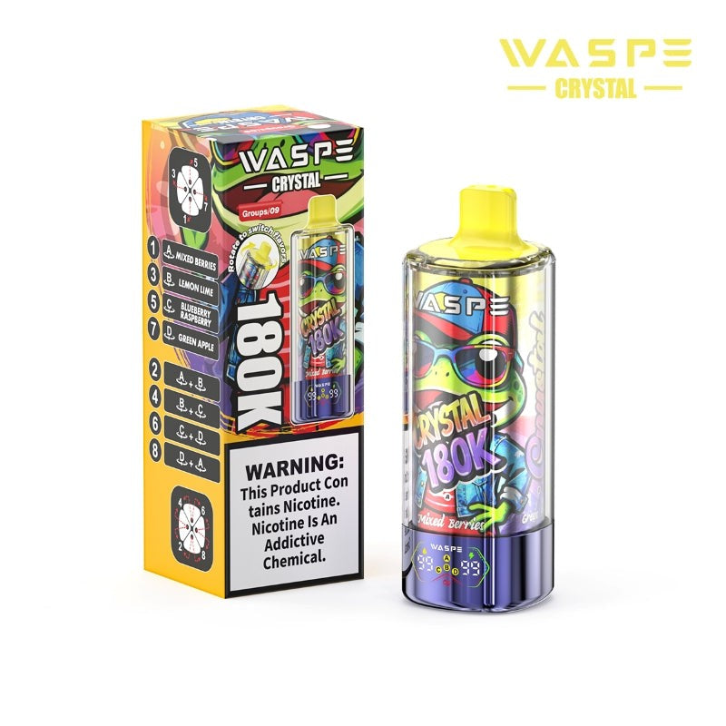Kit jetable WASPE Crystal 8-in-1 180K 180000 Puffs 68ml