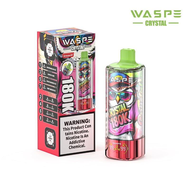 Kit jetable WASPE Crystal 8-in-1 180K 180000 Puffs 68ml