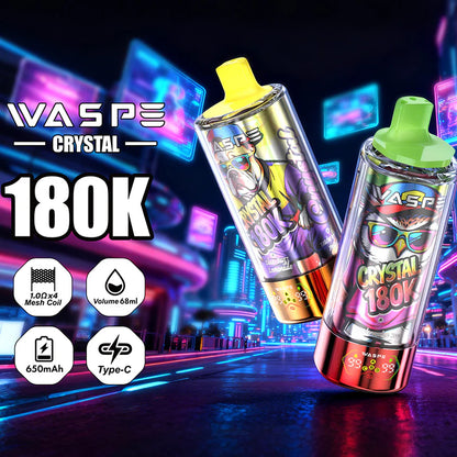Kit jetable WASPE Crystal 8-in-1 180K 180000 Puffs 68ml