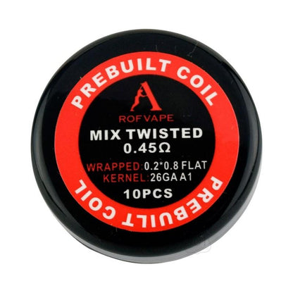 Coils Rofvape Mix Twisted Prebuilt 0.45 Ohm 10PCS-PACK (0.2*0.8+26GA)